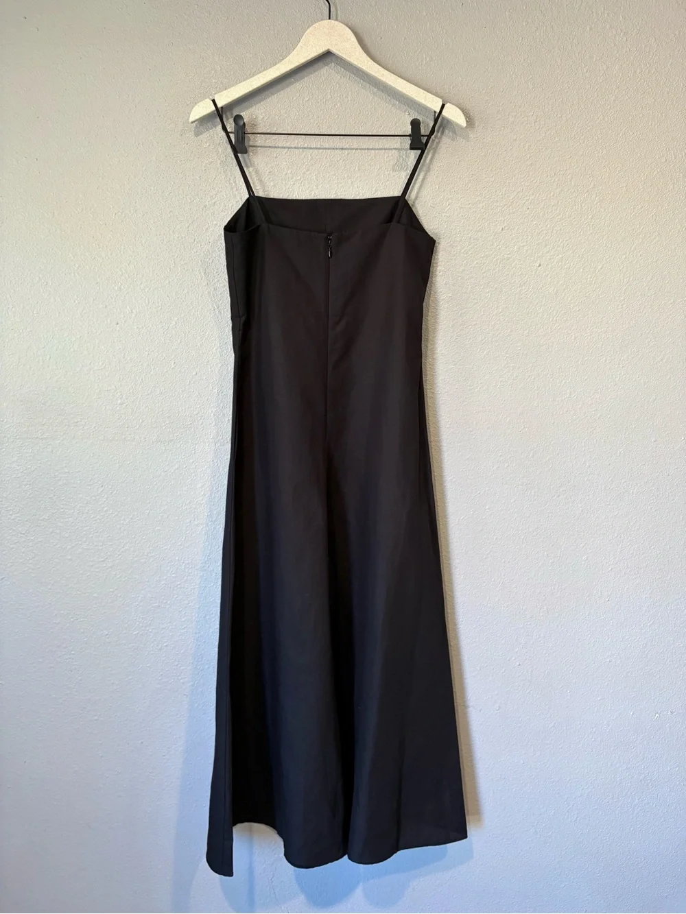 NEW COS Square Neck Linen Blend Black Minimalist Wide Leg Jumpsuit size 4